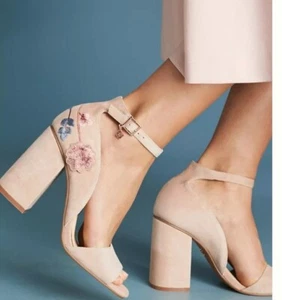 Nanette Lepore Embroidered Martina Block Heels size 7.5 Floral - Picture 1 of 12