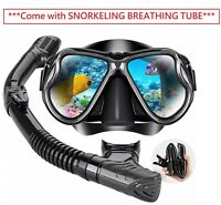 Adult Tempered Glass Diving Set Scuba Anti-Fog Goggles and Snorkeling Mask Tube