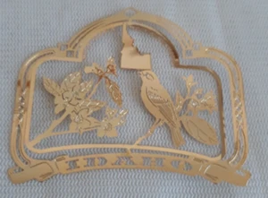 Idaho Souvenir Ornament Nations Treasures 24kt Gold Finish Brass Bird Flower Box - Picture 1 of 15