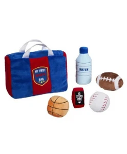 Bolsa y pelotas deportivas Baby Ganz All Star, juego de juguetes de felpa de tela de felpa de 8" - Imagen 1 de 4