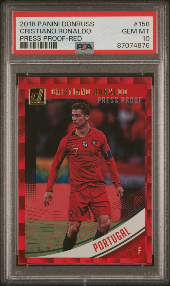 Cristiano Ronaldo 2018 Panini Donruss Press Proof Red Soccer Card #158 PSA 10 - Image 1 of 1