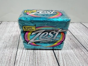 Vintage 80s Aqua ZEST Deodorant Beauty Bar Soap New Metallic Wrap 3 pack - Picture 1 of 4