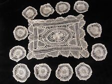 Hand Made Lace Doilies and Tablecloth Mat 13 Pieces Lot Antique Edwardian