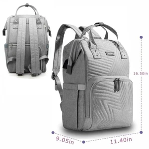 SUNVENO® Baby Diaper Backpack Large Capacity Quilted Star Design Travel Bag Grey - Picture 1 of 11