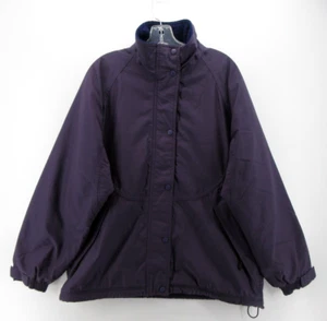 VINTAGE LL Bean Jacket Women Large Purple Windbreaker Fleece Lined Full Zip 90s - Picture 1 of 14