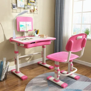 Kids Desk and Chair set Height Adjustable for Ages 3-15,Children's Study w/Lamp  - Picture 1 of 114