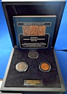 UK Longest Reigning Monarchs Coin Set George III Victoria Elizabeth II Britannia - Picture 1 of 10