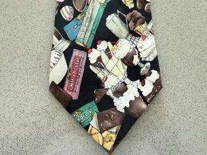 VINTAGE Nicole Miller Men’s Desert Food Tie Novelty 1995 Necktie 100% Silk Hand - Picture 1 of 4