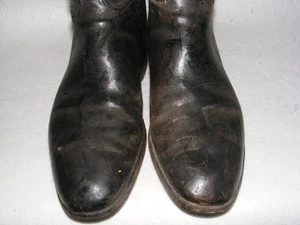 PAIR BLACK LEATHER GENTS HORSE LONG RIDING BOOTS HUNTING EQUESTRIAN USED - Picture 1 of 14