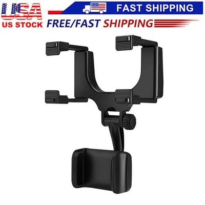 Universal 360 Rotation Car Rear View Mirror Mount Stand GPS Cell Phone Holder US - Image 1 of 4