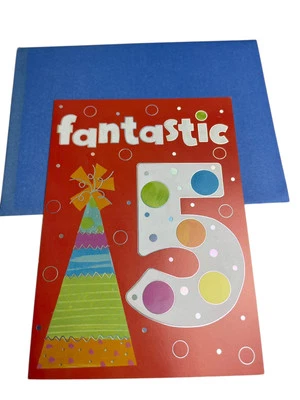 Tarjeta de Cumpleaños 5ª Celebración Diseño Diseño Naranja Niño Fantástico Foto 1 de 4