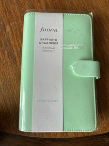 Filofax Saffiano Personal Compact Zip Organizer mint green new Dated Planner - Picture 1 of 6