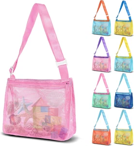 Mesh Beach Bag for Holding Toys,Sand Towels Tote for Kids Seashell Collecting,Sw - Picture 1 of 6