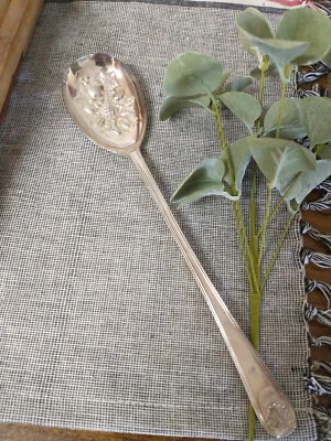 Early Sheffield Inglaterra placa de plata patrón de palma Berry Spoon Kings/Shell Foto 1 de 4