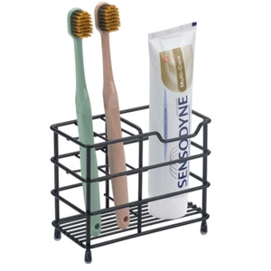 Stainless Steel Toothpaste and Toothbrush Holder Stand Bathroom Organizer - Picture 1 of 15