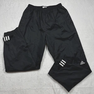 VTG 2001 Adidas Mens Track Pants M Black Nylon Mesh Lined Windbreaker Soccer Y2K - Picture 1 of 15