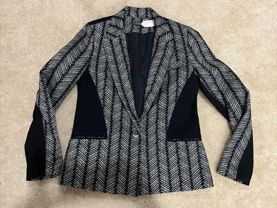 Waverly Grey Womens Long Sleeve Blazer Coat White Black  Size 8 - Image 1 of 4