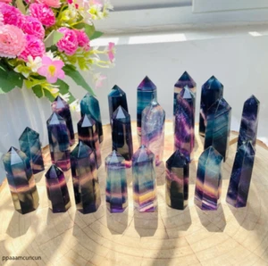2.2LB Natural rainbow fluorite quartz Crystal obelisk Point Healing Wand healing - Picture 1 of 6