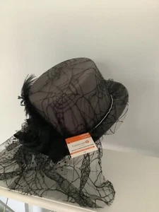 CELEBRATE IT Halloween Costume Accessories Top Hat w Black Spider Web Lace 🕷️ - Picture 1 of 6
