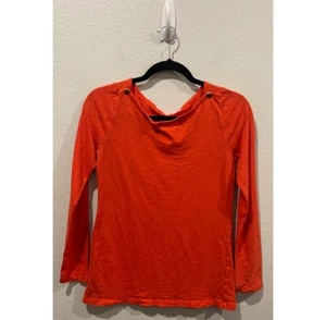 J.CREW Round Neck Painter Long Sleeve Orange Tee Size M - Picture 1 of 3