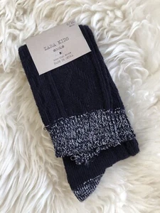 New Zara Girls Navy Silver Knee High Socks Size 9-10 - Picture 1 of 3