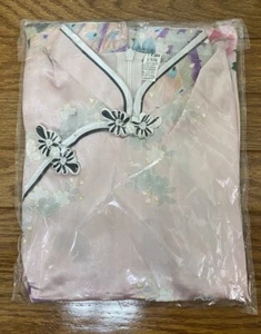 Qi Pao Chinese Dress Pink Peacock Floral Girls Size 8 Cheongsam 100% Silk - Picture 1 of 6
