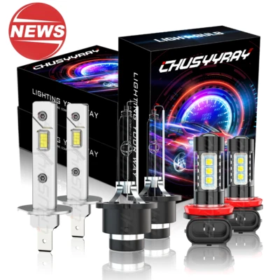 For 2004-2006 2007 2008 Jaguar X-Type LED HID Headlights Hi/Low + Fog Light Kit - Image 1 of 4