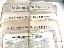 4 Antique American Newspapers Springfield Republican Old Hampshire Post etc