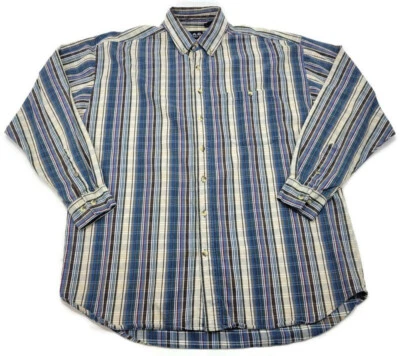 Vintage K.A.D. Men's 100% Cotton Blue Striped Long Sleeve Button Up Shirt Sz XL  - Image 1 of 4