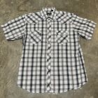 Roper Mens Black Plaid Short Sleeve Pearl Snap Western Shirt XL Silver Thread