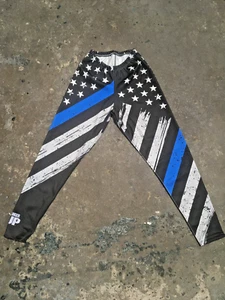 Ranger Up XL Performance Blue Stripe Leggings Ankle Length Martial Arts - Picture 1 of 1