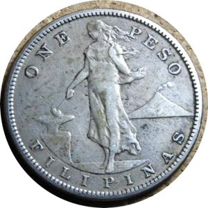 elf Philippines USA 1 Peso 1909 S Silver G59 - Picture 1 of 2