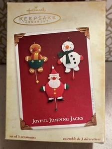 2005 Hallmark Joyful Jumping Jacks Set /3 Miniature Christmas Tree Ornaments - Picture 1 of 15