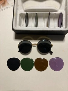 Vintage Riviera Sunglasses Flip Out w/5 pr Colored lenses Fashion Sports Driving - Picture 1 of 7
