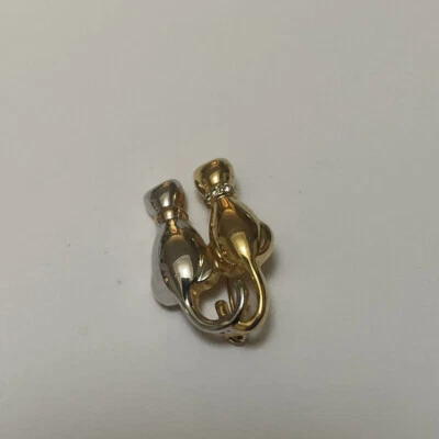 Broche prendedor firmado AK - Gatito Gato Pareja Dos Tonos Estrás Anne Klein - 2 Gatos Foto 1 de 4
