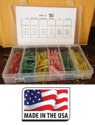 (200) 3M HEAT SHRINK BUTT WIRE 22 to 8 ga. CONNECTOR ASSORTMENT Kit Made In USA - Image 1 of 4