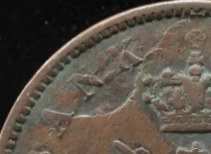 KAPPYSCOINS G8590 BANK OF UPPER CANADA 1850 ONE PENNY TOKEN STRUCK THRU ERROR - Picture 1 of 3