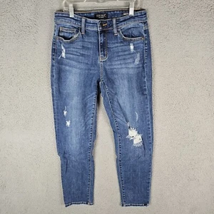 Judy Blue Jeans Womens 7/28 Blue Slim Fit Medium Wash Stretch Denim Distressed - Picture 1 of 11