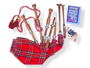 Schottischer schlichter brauner Dudelsack Silbermontierungen Royal Stewart Dudelsack mit gratis Etui - Bild 1 von 4