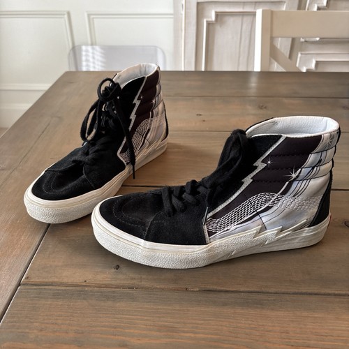 Sneakers Vans Sk8 Hi Bolt nere blu scamosciate tela cromo flash uomo 8 donna 9 5