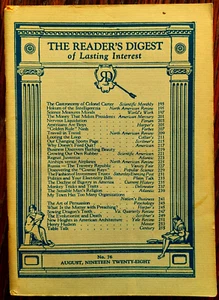 Reader's Digest mag, August 1928, "Airships vs Airplanes," architecture, & more - Picture 1 of 1
