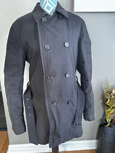 HUGO BOSS red label black zip button belted trench coat designer classic SZ 40R - Picture 1 of 14