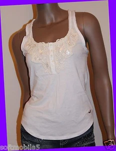 Hollister Co. Damen XTRA SMALL XS Blumenmuster Glitzer WEISS Racerback - Bild 1 von 3