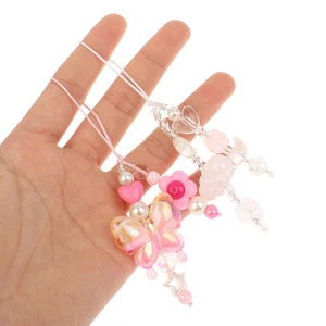 Clear Bead White Star Moon Cloud Charm Keychain Bag Earphone Camera Pendant - Picture 1 of 12