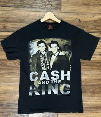 Черная футболка Y2K 2010 Johnny Cash And The King Elvis Presley размер M  - Изображение 1 из 4