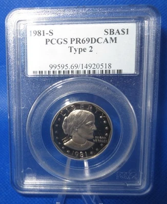 1981-S Type 2 Flat "S" Proof Susan B. Anthony dollar. PCGS PF69DCam. - Image 1 of 2