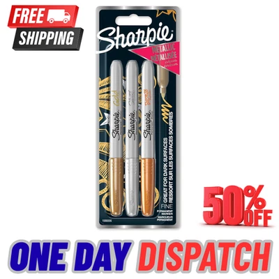 Sharpie Permanent Markers | Fine Point | Assorted Metallic | 3 Marker Pens