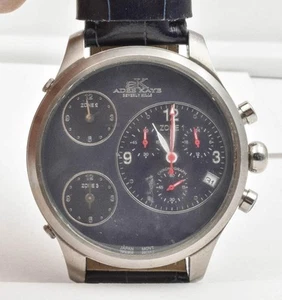 HUGE ROUND 47.2mm ADEE KAYE Chronograph & 3 Multi Time Men's Quartz Wristwatch - Picture 1 of 7