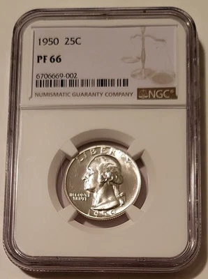 1950 Washington Quarter Proof PF66 NGC Low Mintage - Image 1 of 2
