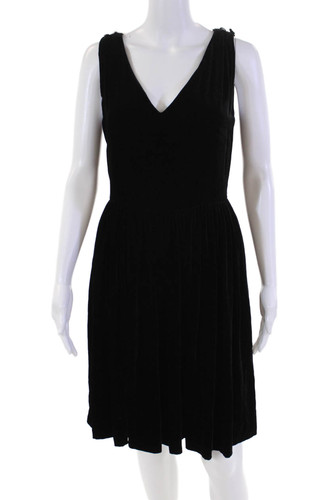 Abito Chanel Boutique donna schiena zip scollo V vintage velluto nero taglia 96P